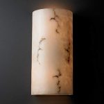 Justice-Design-Group-LumenAria-2-Light-Outdoor-No-Metal-Open-Top-and-Bottom-Wall-Sconce-Faux-Alabaster-Shade-0