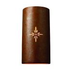 Justice-Design-Group-Sun-Dagger-Collection-2-Light-Wall-Sconce-Rust-Patina-Finish-with-Sunburst-Ceramic-Shade-0