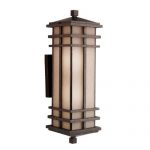 Kichler-9656AGZ-Cross-Creek-2-Light-Outdoor-Wall-Lantern-Aged-Bronze-with-Textured-Linen-Seedy-Glass-0