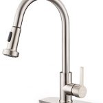 Kitchen-Faucet-cUPC-Certificated-Sarissa-Brushed-Nickel-Single-Handle-Pull-Down-Sprayer-Kitchen-Sink-Faucet-with-Deck-Plate-High-Arc-Stream-and-Spray-for-Commercial-and-Home-0