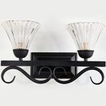 LITFAD-Industrial-Retro-1496-Wall-Sconce-Vintage-Wall-Light-Antique-Wall-Lamp-Wrought-Iron-with-Clear-Ribbed-Glass-Shade-for-Hallway-Lighting-0-0