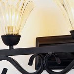 LITFAD-Industrial-Retro-1496-Wall-Sconce-Vintage-Wall-Light-Antique-Wall-Lamp-Wrought-Iron-with-Clear-Ribbed-Glass-Shade-for-Hallway-Lighting-0-2