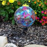 Lilys-Home-Colorful-Mosaic-Glass-Gazing-Ball-Designed-with-a-Stunning-Holographic-Crackle-Mosaic-Pattern-to-Bring-Color-and-Reflection-to-Any-Home-and-Garden-Purple-Blue-and-Green-10-Diameter-0-2
