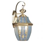 Livex-Lighting-2251-01-Monterey-2-Light-Outdoor-Antique-Brass-Finish-Solid-Brass-Wall-Lantern-with-Clear-Beveled-Glass-0