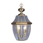 Livex-Lighting-2255-01-Monterey-2-Light-Outdoor-Antique-Brass-Finish-Solid-Brass-Hanging-Lantern-with-Clear-Beveled-Glass-0