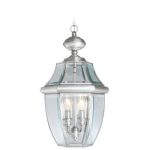 Livex-Lighting-2255-91-Monterey-2-Light-Outdoor-Brushed-Nickel-Finish-Solid-Brass-Hanging-Lantern-with-Clear-Beveled-Glass-0