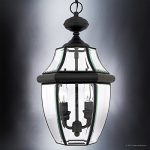 Luxury-Colonial-Outdoor-Pendant-Light-Large-Size-19H-x-11W-with-Tudor-Style-Elements-Versatile-Design-High-End-Black-Silk-Finish-and-Beveled-Glass-UQL1157-by-Urban-Ambiance-0-1