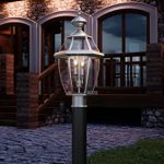Luxury-Colonial-Outdoor-Post-Light-Large-Size-21H-x-11W-with-Tudor-Style-Elements-Versatile-Design-Classy-Aged-Silver-Finish-and-Beveled-Glass-UQL1149-by-Urban-Ambiance-0-0