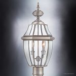 Luxury-Colonial-Outdoor-Post-Light-Large-Size-21H-x-11W-with-Tudor-Style-Elements-Versatile-Design-Classy-Aged-Silver-Finish-and-Beveled-Glass-UQL1149-by-Urban-Ambiance-0-1
