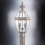Luxury-Colonial-Outdoor-Post-Light-Large-Size-21H-x-11W-with-Tudor-Style-Elements-Versatile-Design-Classy-Aged-Silver-Finish-and-Beveled-Glass-UQL1149-by-Urban-Ambiance-0-2