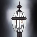Luxury-Colonial-Outdoor-Post-Light-Large-Size-21H-x-11W-with-Tudor-Style-Elements-Versatile-Design-High-End-Black-Silk-Finish-and-Beveled-Glass-UQL1148-by-Urban-Ambiance-0-1