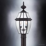 Luxury-Colonial-Outdoor-Post-Light-Large-Size-21H-x-11W-with-Tudor-Style-Elements-Versatile-Design-High-End-Black-Silk-Finish-and-Beveled-Glass-UQL1148-by-Urban-Ambiance-0-2