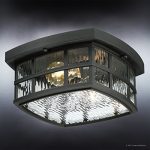 Luxury-Craftsman-Outdoor-Ceiling-Light-Small-Size-575H-x-12W-with-Tudor-Style-Elements-Highly-Detailed-Design-High-End-Black-Silk-Finish-and-Water-Glass-UQL1248-by-Urban-Ambiance-0-1