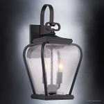 Luxury-French-Country-Outdoor-Wall-Light-Medium-Size-175H-x-85W-with-Mediterranean-Style-Elements-Soft-and-Simple-Design-Inky-Black-Silk-Finish-and-Seeded-Glass-UQL1201-by-Urban-Ambiance-0-1