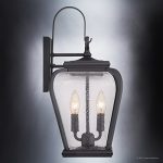 Luxury-French-Country-Outdoor-Wall-Light-Medium-Size-175H-x-85W-with-Mediterranean-Style-Elements-Soft-and-Simple-Design-Inky-Black-Silk-Finish-and-Seeded-Glass-UQL1201-by-Urban-Ambiance-0-2