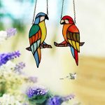 Makenier-Tiffany-Style-Stained-Glass-Red-and-Blue-Parrots-Window-Hanging-Sun-Catcher-0-1
