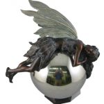 Napco-12-Inch-Tall-Bronze-Fairy-on-Gazing-Ball-0