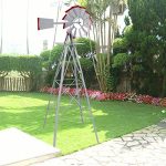 New-8Ft-Tall-Windmill-Ornamental-Wind-Wheel-Silver-Gray-And-Red-Garden-Weather-Vane-0-0
