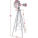 New-8Ft-Tall-Windmill-Ornamental-Wind-Wheel-Silver-Gray-And-Red-Garden-Weather-Vane-0-1
