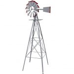Ornamental-Windmill-Windspinner-8FT-Tall-Wind-Wheel-Outdoor-Patio-Garden-Yard-Backyard-Deck-Furniture-Dcor-Heavy-Duty-Steel-Weather-Vane-Durable-Wind-Spinner-Wheel-Turns-Quietly-Effortlessly-0