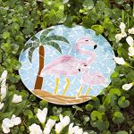 Outdoor-Decorative-Flamingo-Mosaic-Round-Stepping-Stone-Sturdy-Iron-and-Glass-Construction-Tropical-Yard-Art-or-Wall-Decor-12-Dia-x-75-H-0