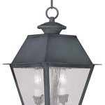 Outdoor-Pendants-2-Light-with-Seeded-Glass-Charcoal-Size-9-inch-120-Watts-World-of-Crystal-0