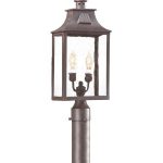 Outdoor-Post-2-Light-With-Old-Bronze-Finish-Hand-Forged-Iron-Material-Candelabra-9-inch-Wide-120-Watts-0