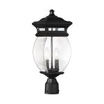 Outdoor-Post-2-Light-with-Black-Finish-MetalGlass-Material-C-Bulb-7-inch-120-Watts-0