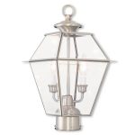 Outdoor-Post-2-Light-with-Brushed-Nickel-Clear-Beveled-Glass-Candelabra-17-inch-120-Watts-World-of-Crystal-0