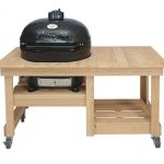 Primo-Oval-XL-400-Ceramic-Smoker-Grill-On-Cypress-Counter-Top-Table-0