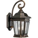Progress-Lighting-P5671-108-2-Light-Wall-Lantern-with-Clear-Beveled-Glass-Panels-and-Scroll-Arm-Details-Oil-Rubbed-Bronze-0