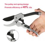 Pruning-Shears-DIKI-Less-Effort-Pulley-Design-Anti-Slip-Rubber-Handles-Safe-Locking-Mechanism-Long-Lasting-Sharpness-Hand-Garden-Clippers-Scissors-Perfect-for-Hedges-Tree-Branches-Black-and-Silver-0-0