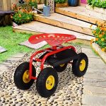 Red-Rolling-Garden-Cart-Work-Seat-W-Heavy-Duty-Tool-Tray-Gardening-Plan-0-0