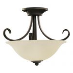 Sea-Gull-Lighting-51120-820-Del-Prato-Two-Light-Semi-Flush-Convertible-Pendant-with-Seeded-Acid-Etched-Cafe-Tint-Glass-Shade-Chestnut-Bronze-Finish-0-0