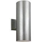 Sea-Gull-Lighting-8313802EN3-753-Outdoor-Cylinders-Wall-Sconce-2-Light-LED-19-Total-Watts-Brushed-Nickel-0-0