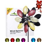 Solar-Wind-Spinner-7-Foot-Tricolor-Multi-Color-LED-Lighting-by-Solar-Powered-Glass-Ball-Perfect-Gardening-Gift-Amongst-Wind-Spinners-and-Windmills-Yard-Art-with-Kinetic-Dual-Direction-Spinning-0
