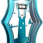 Stainless-Steel-Solar-Light-Lighthouse-16-Inch-Wind-Spinner-Teal-0
