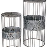 Sullivans-Bird-Design-Pedestal-Metal-Gray-Garden-Equipment-Set-of-2-0