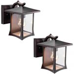 Twin-Pack-Designers-Impressions-73474-Black-Mission-Style-Outdoor-PatioPorch-Wall-Mount-Exterior-Lighting-Lantern-Fixtures-with-Clear-Glass-0