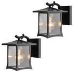 Twin-Pack-Designers-Impressions-73475-Oil-Rubbed-Bronze-Mission-Style-Outdoor-PatioPorch-Wall-Mount-Exterior-Lighting-Lantern-Fixtures-with-Clear-Glass-0