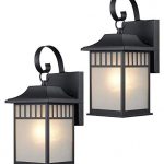 Twin-Pack-Designers-Impressions-73476-Textured-Black-Outdoor-PatioPorch-Wall-Mount-Exterior-Lighting-Lantern-Fixtures-with-Frosted-Glass-0
