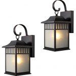 Twin-Pack-Designers-Impressions-73477-Oil-Rubbed-Bronze-Outdoor-PatioPorch-Wall-Mount-Exterior-Lighting-Lantern-Fixtures-with-Frosted-Glass-0