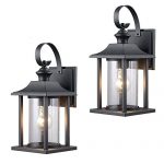 Twin-Pack-Designers-Impressions-73478-Black-Outdoor-PatioPorch-Wall-Mount-Exterior-Lighting-Lantern-Fixtures-with-Clear-Glass-0
