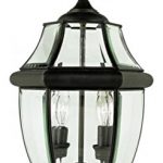 Two-Light-Black-Clear-Beveled-Curved-Glass-Post-Light-0-0