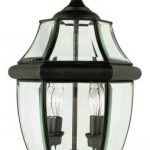 Two-Light-Black-Clear-Beveled-Curved-Glass-Post-Light-0