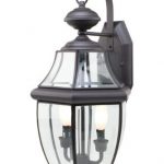 Two-Light-Weathered-Bronze-Clear-Beveled-Curved-Glass-Wall-Lantern-0