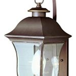 Two-Light-Weathered-Bronze-Clear-Beveled-Curved-Rectangle-Glass-Wall-Light-0