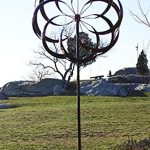 UDL-Flower-Wind-Spinner-Kinetic-Art-Decorative-Garden-Stake-Outdoor-Dual-Motion-Double-Spiral-Metal-Lawn-Ornament-Bronze-Powder-Coated-Yard-Sculpture-0-0
