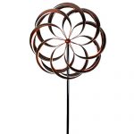 UDL-Flower-Wind-Spinner-Kinetic-Art-Decorative-Garden-Stake-Outdoor-Dual-Motion-Double-Spiral-Metal-Lawn-Ornament-Bronze-Powder-Coated-Yard-Sculpture-0