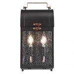 Westinghouse-6334900-Mulberry-Two-Light-Outdoor-Wall-Fixture-Matte-Black-Finish-with-Washed-Copper-Accents-and-Clear-Seeded-Glass-0-1